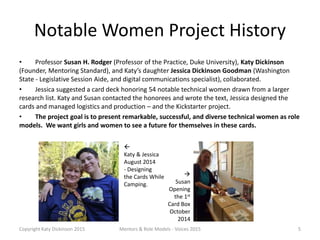 Notable Women Project History
• Professor Susan H. Rodger (Professor of the Practice, Duke University), Katy Dickinson
(Fo...
