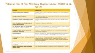 Potential Risk of Poor Menstrual Hygiene Source: HOUSE et al.
(2012)
MH Day 2016 : Let's make it a GOOD DAY!!!
10
 