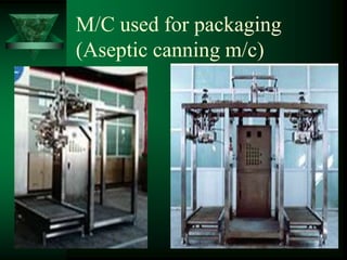 M/C used for packaging
(Aseptic canning m/c)
 