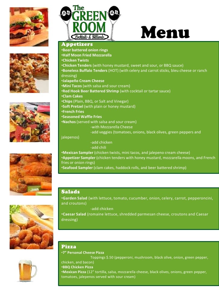 Our Menu The Green Room Sanford