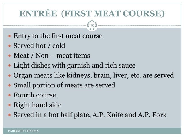Courses Of A Classical Menu PPT