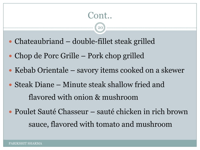 Courses Of A Classical Menu PPT