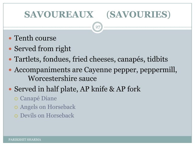 Courses Of A Classical Menu PPT