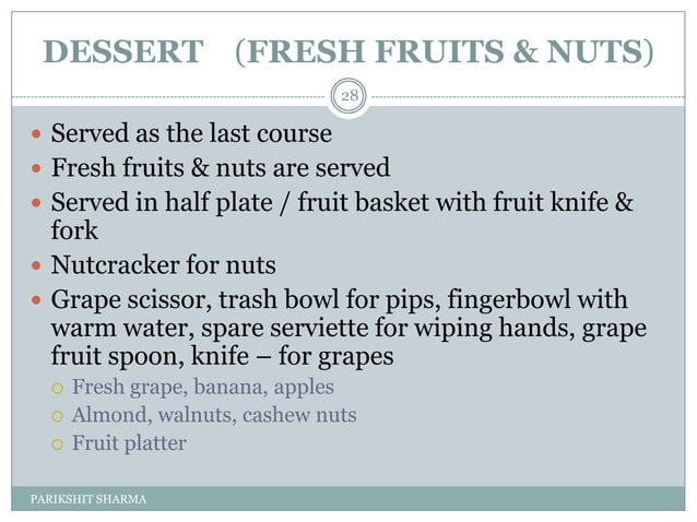 Courses Of A Classical Menu PPT