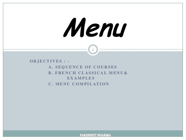 Courses of a Classical Menu