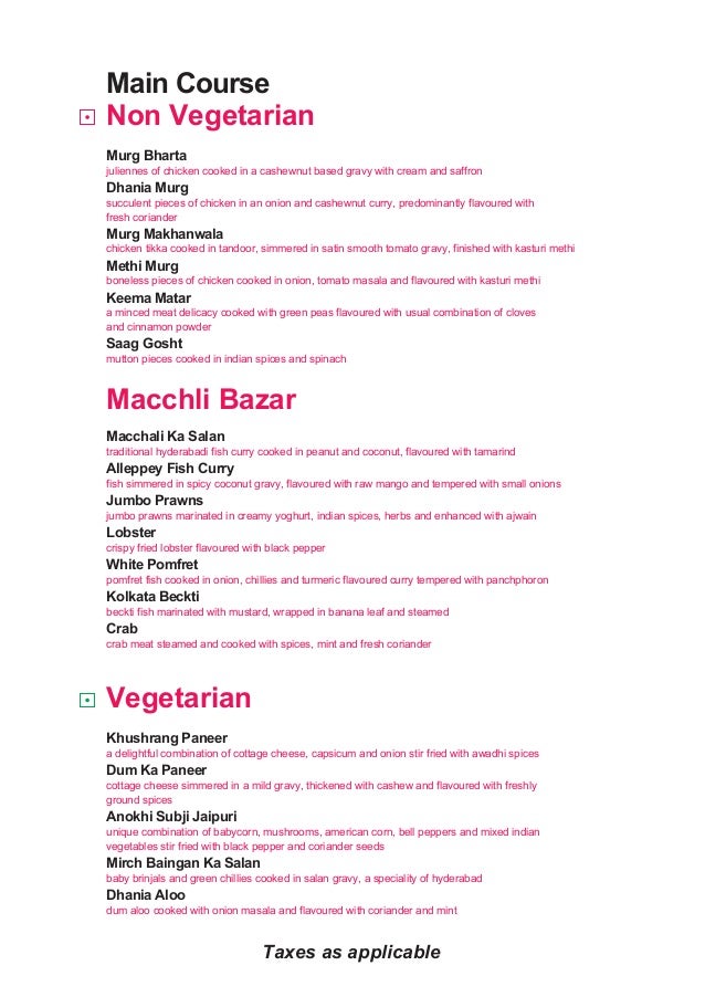Chinese 6 course menu with Example