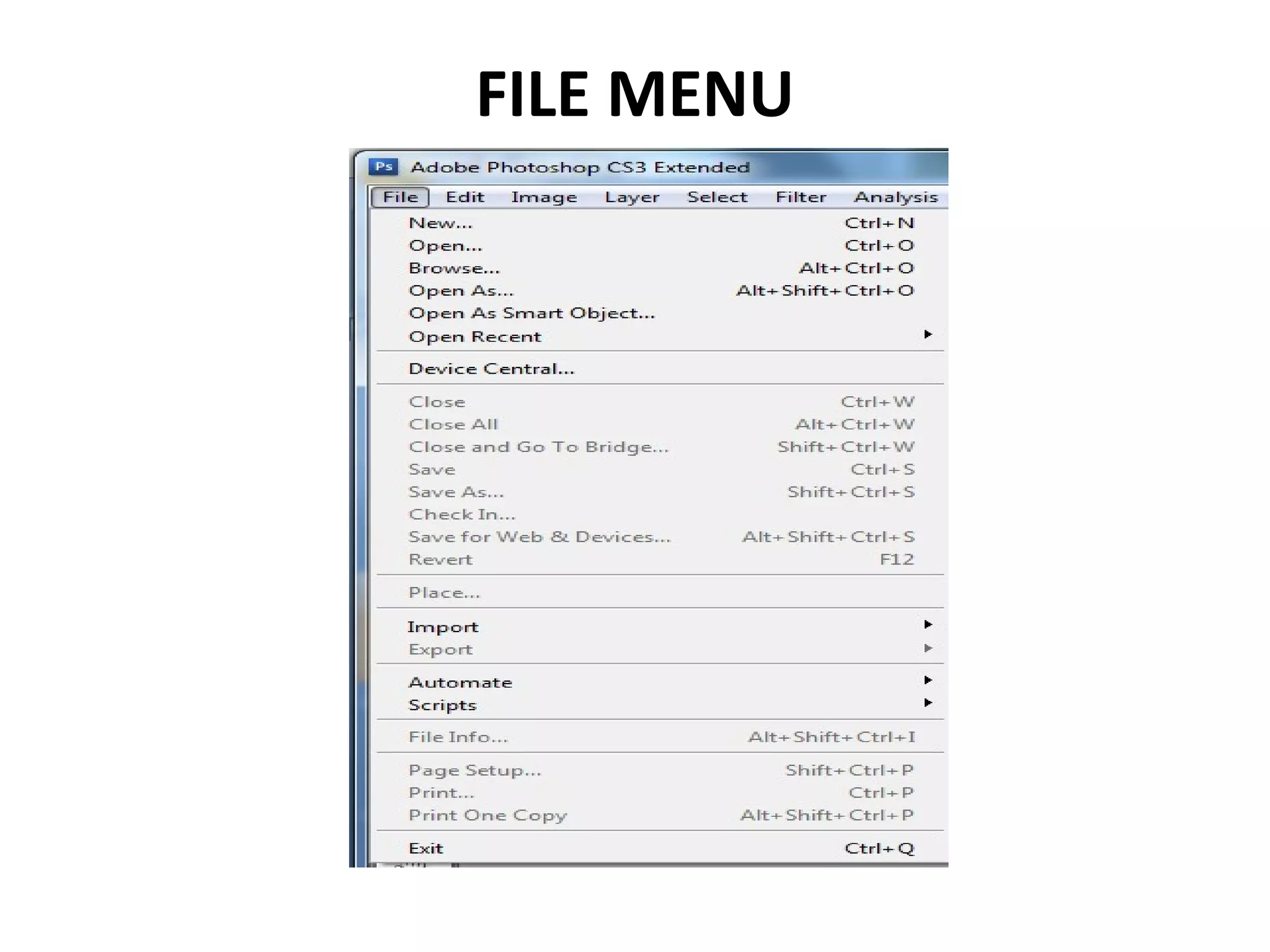 FILE MENU
 