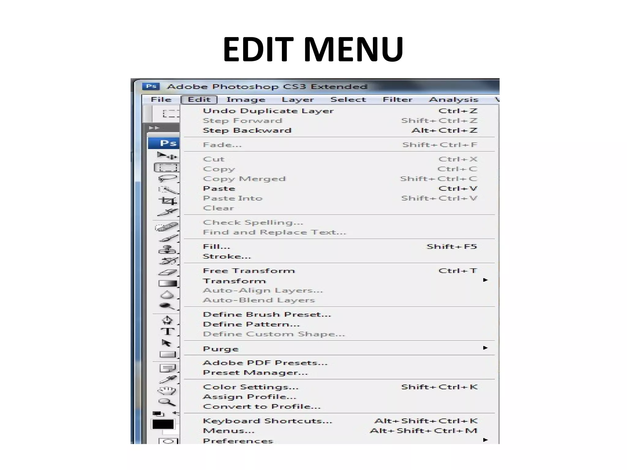 EDIT MENU
 