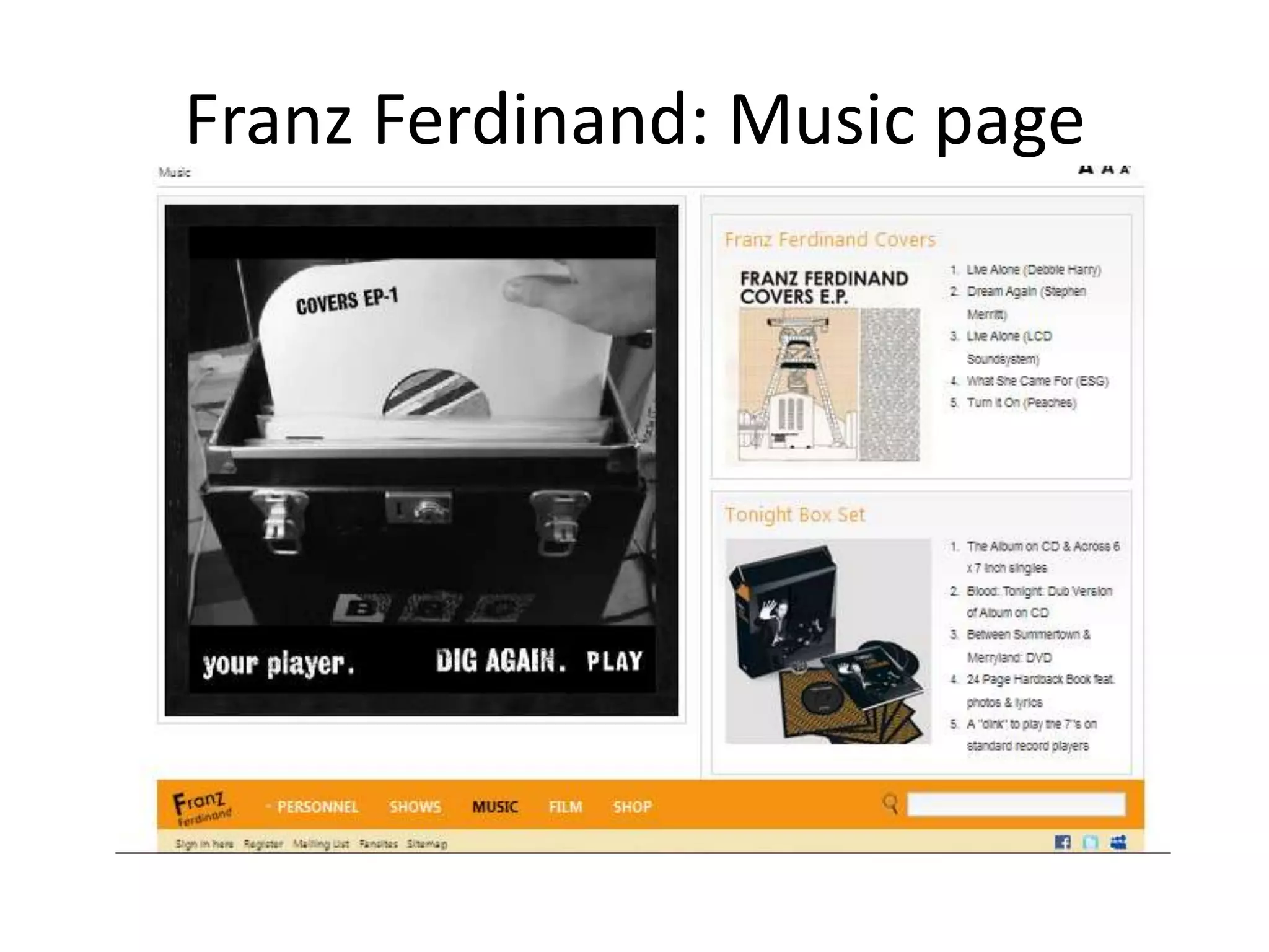 Franz Ferdinand: Music page