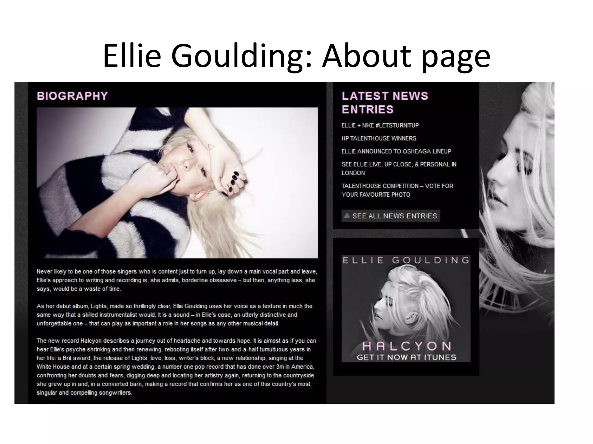 Ellie Goulding: About page