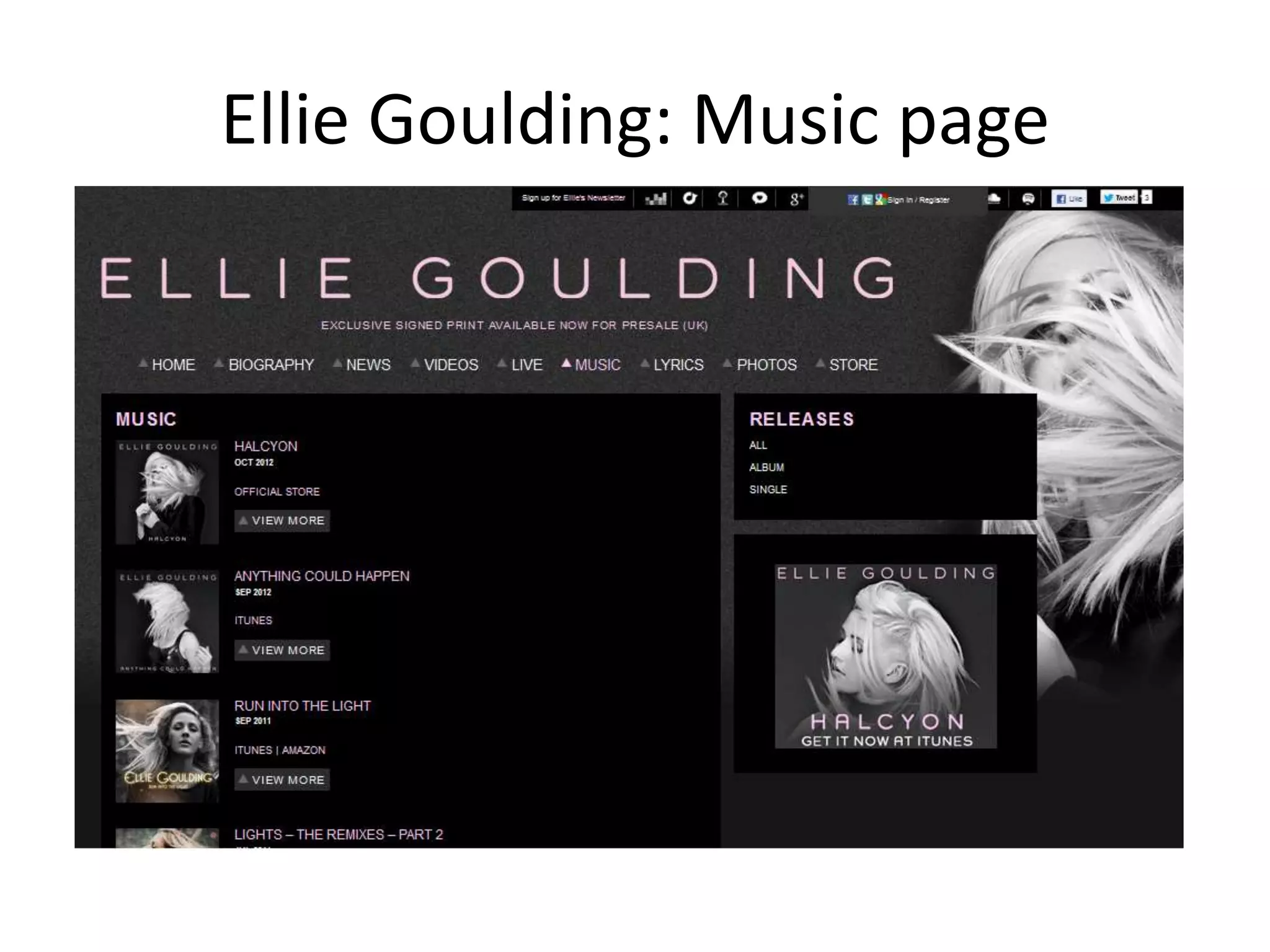 Ellie Goulding: Music page