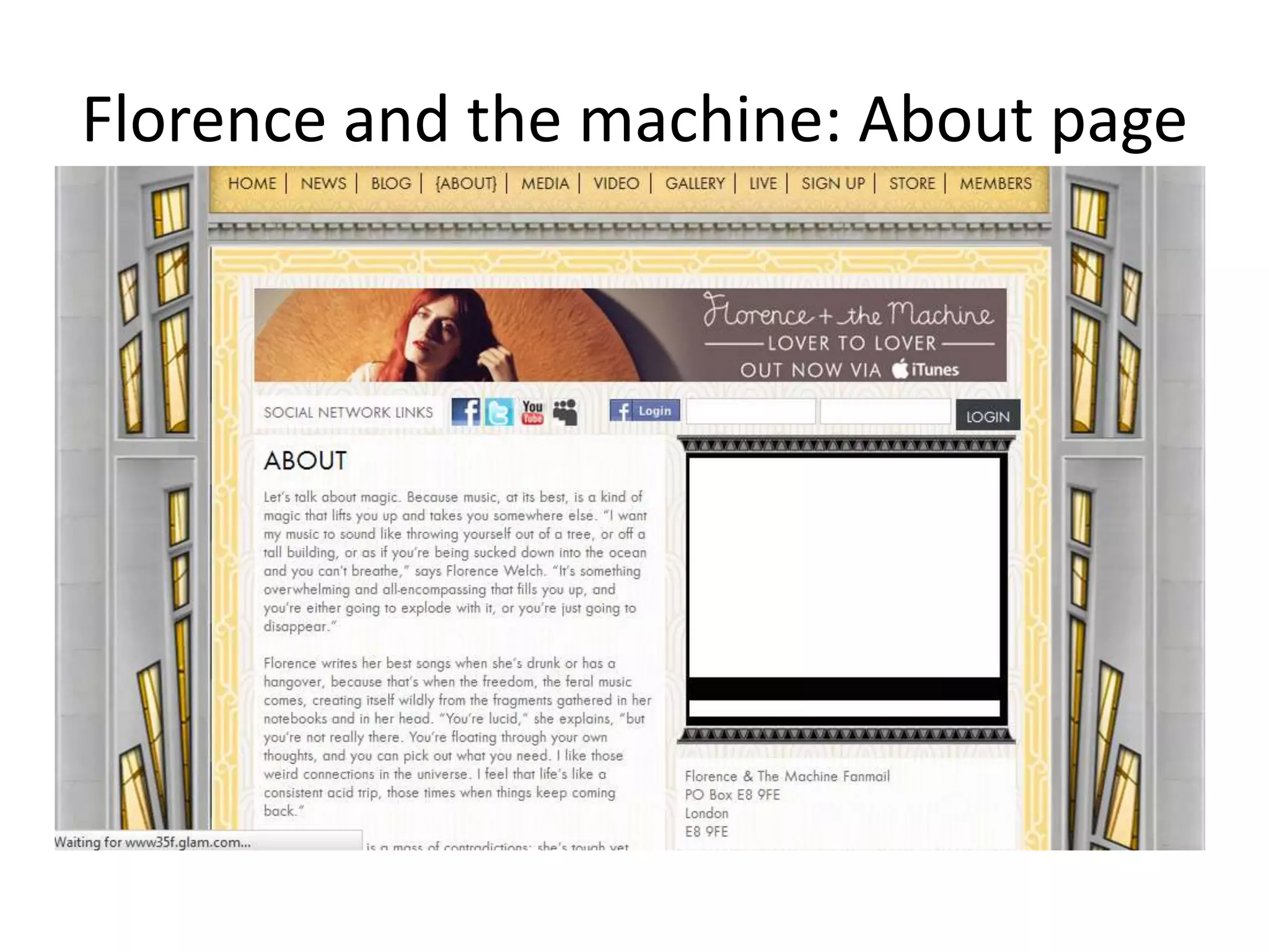 Florence and the machine: About page