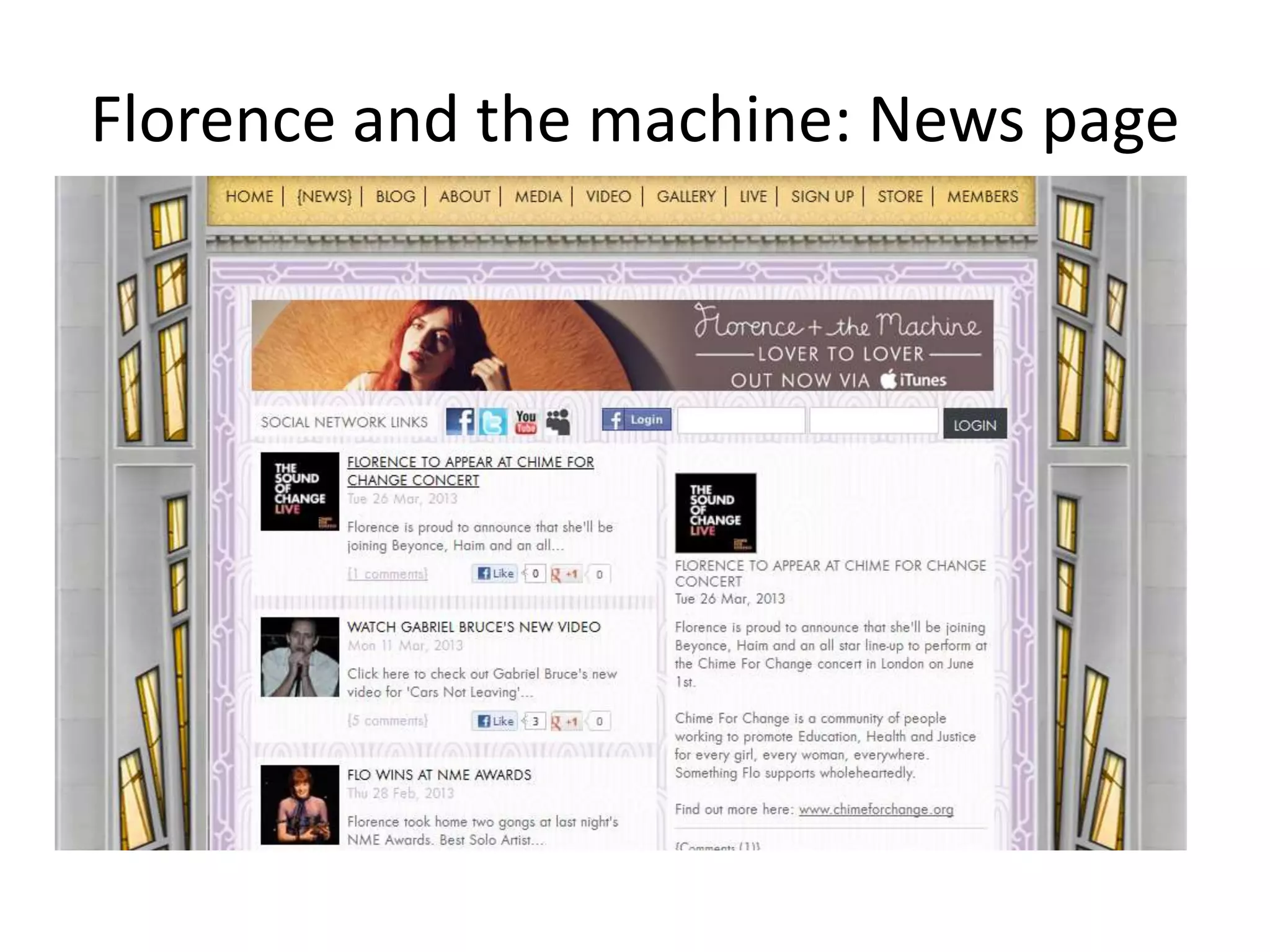 Florence and the machine: News page
