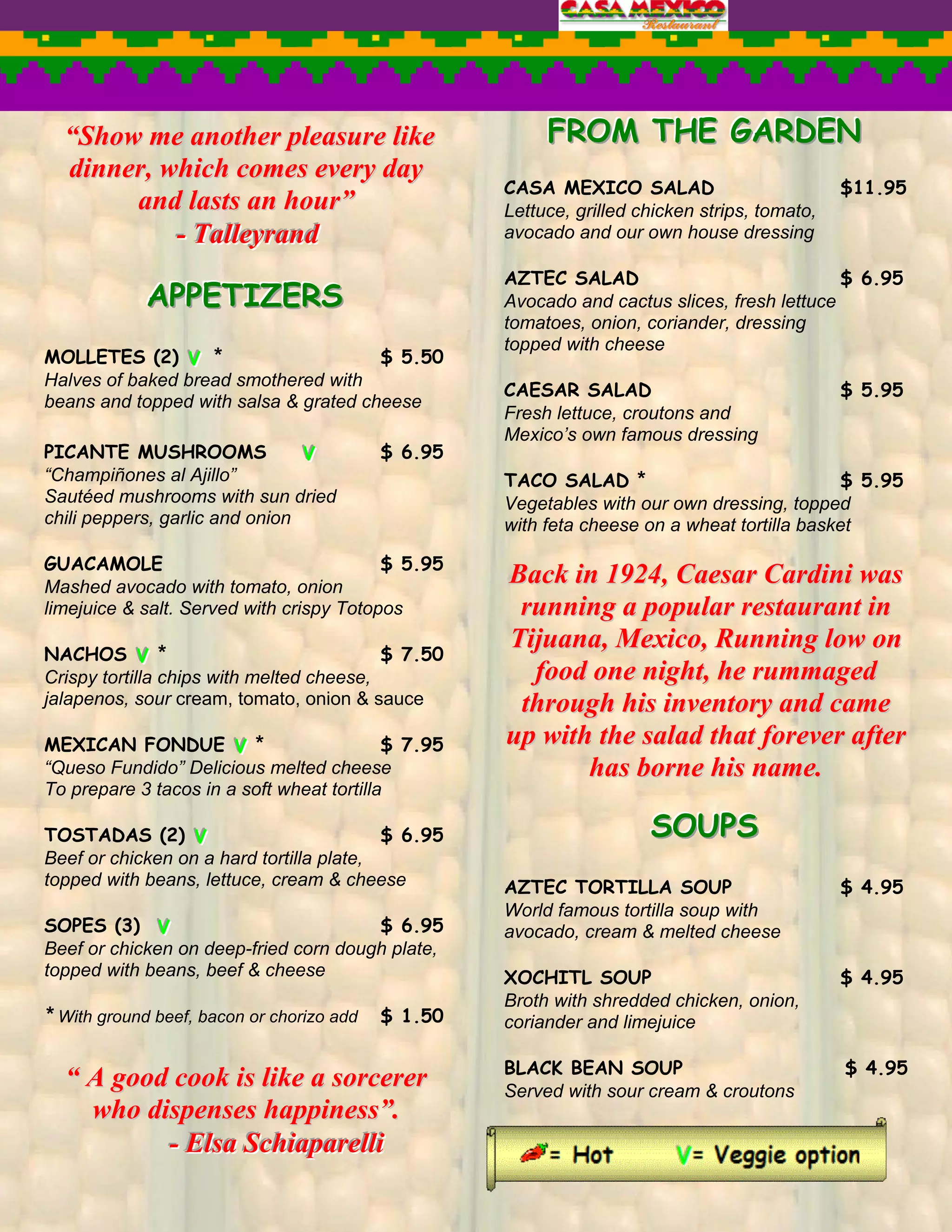 Menu Casa Mexico | PDF