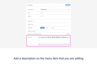 Add a description on the menu item that you are adding
 