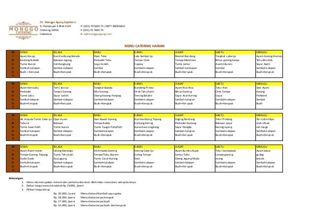 Paket Hemat Menu Catering Harian