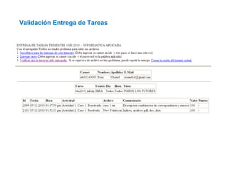 Validación Entrega de Tareas
 
 
 