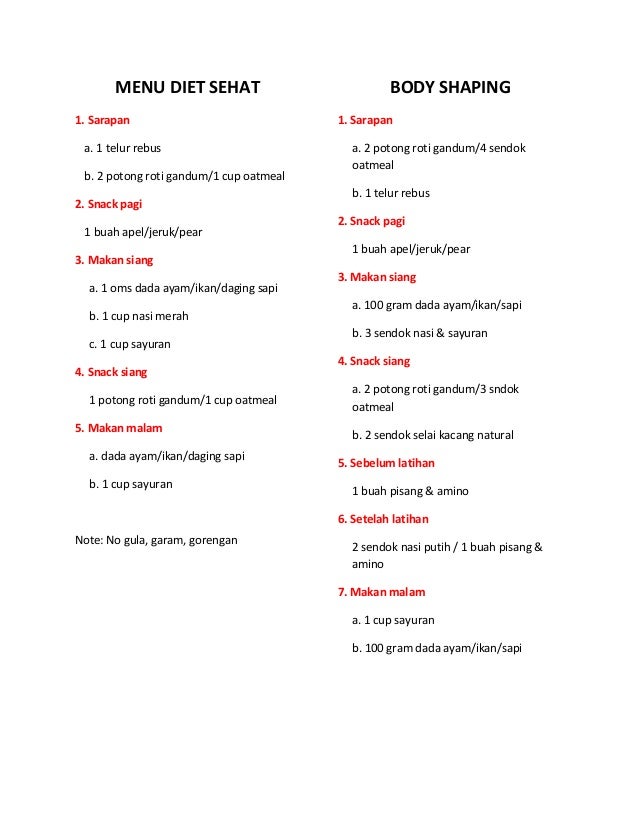 Menu diet
