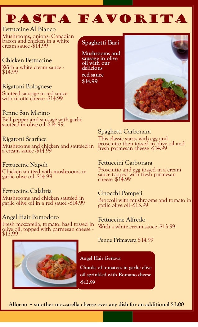 Dicicco's Menu