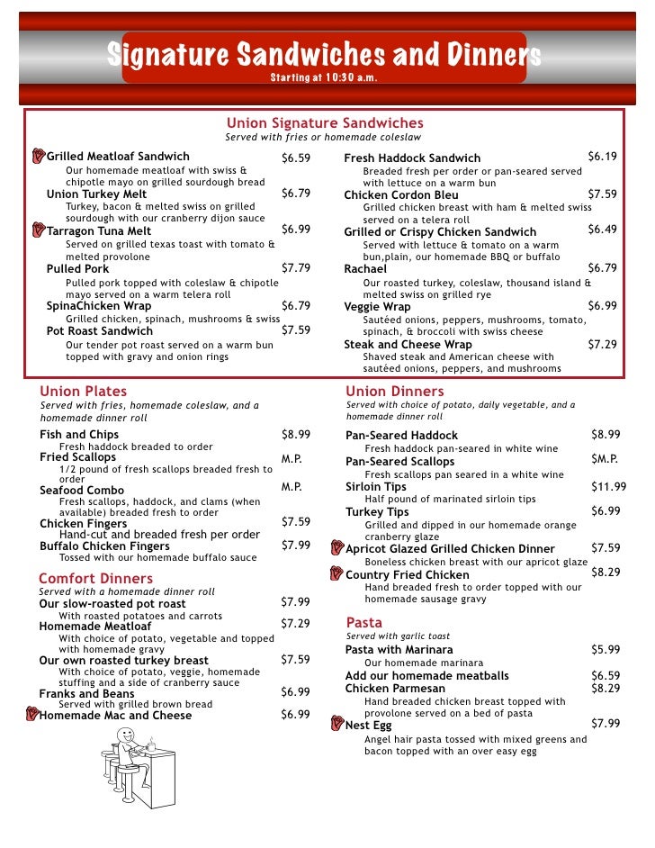 Union Diner Menu