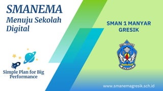 SMANEMA
Menuju Sekolah
Digital
SMAN 1 MANYAR
GRESIK
www.smanemagresik.sch.id
 
