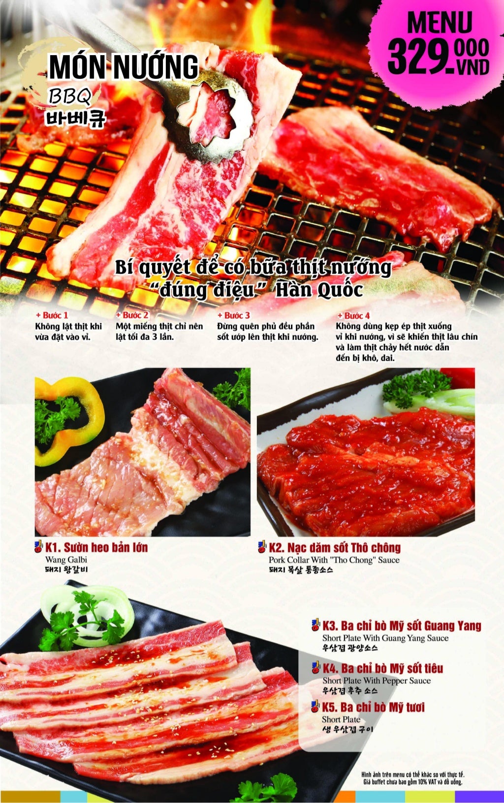 MENU KING BBQ BUFFET TPHCM