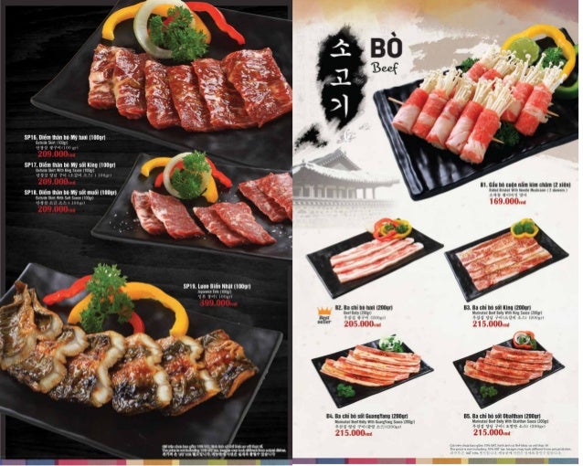 MENU KING BBQ ALACARTE TPHCM