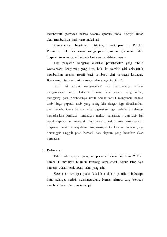 Contoh Resensi Novel  Novel Negeri 5 menara