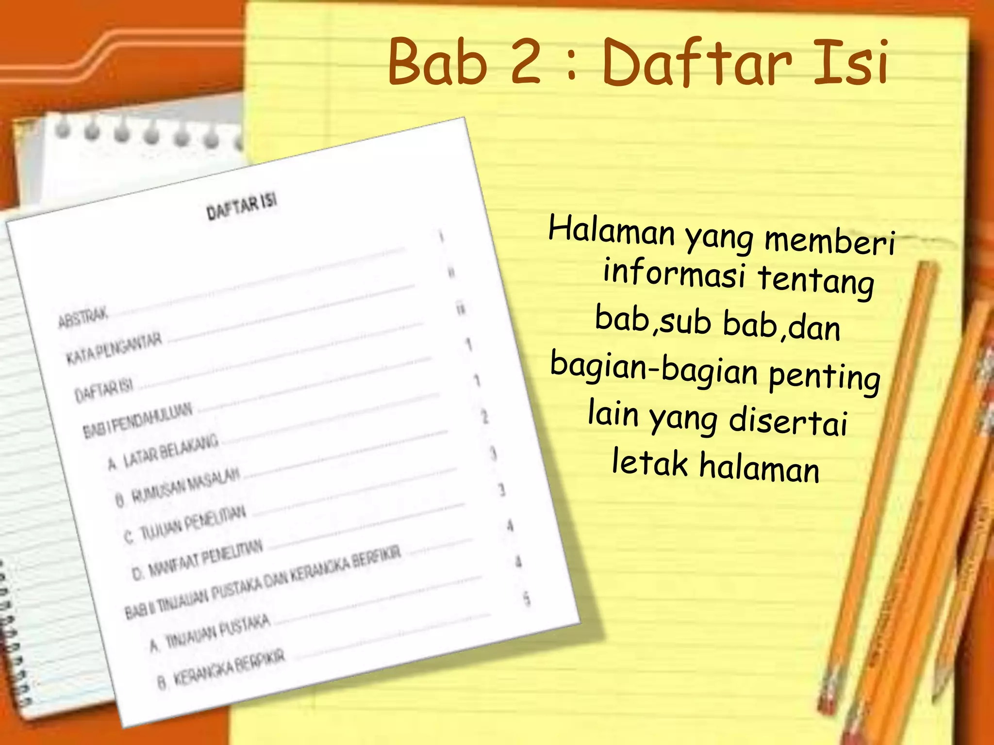 Bab 2 : Daftar Isi