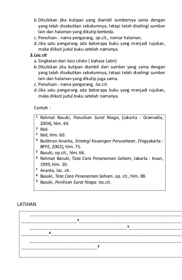 Menulis(melengkapi karya tls dg daft pustk dn cattn kaki)