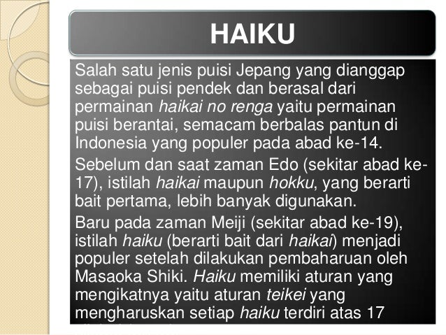 Contoh Puisi Haiku Dalam Bahasa Inggris KT Puisi