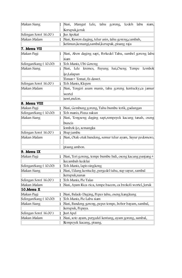 Jadwal Menu Makanan Diet Setiap Hari