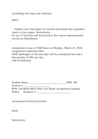 MENUMEAL PLAN CASE STUDY ASSIGNMENT - due Week 11 .docx