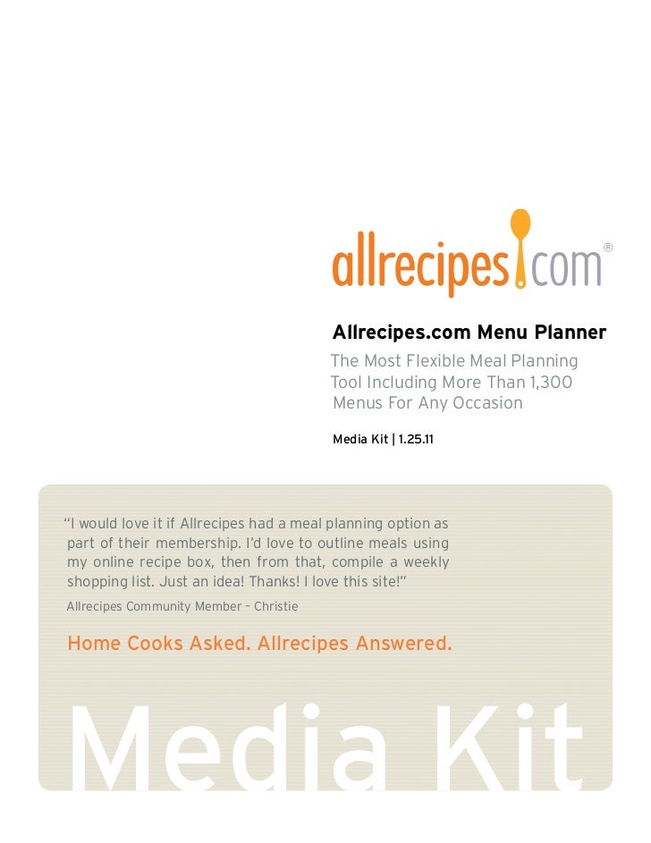 interactive menu planner