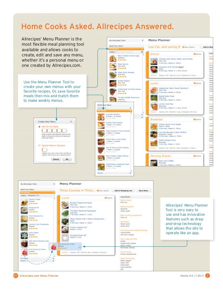interactive menu planner