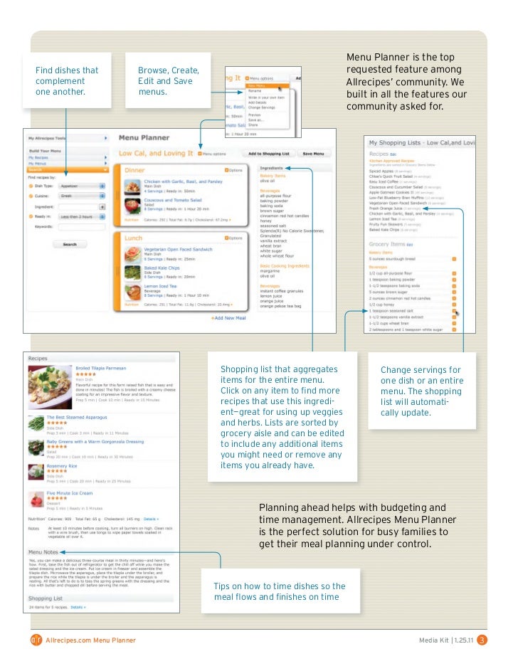 interactive menu planner