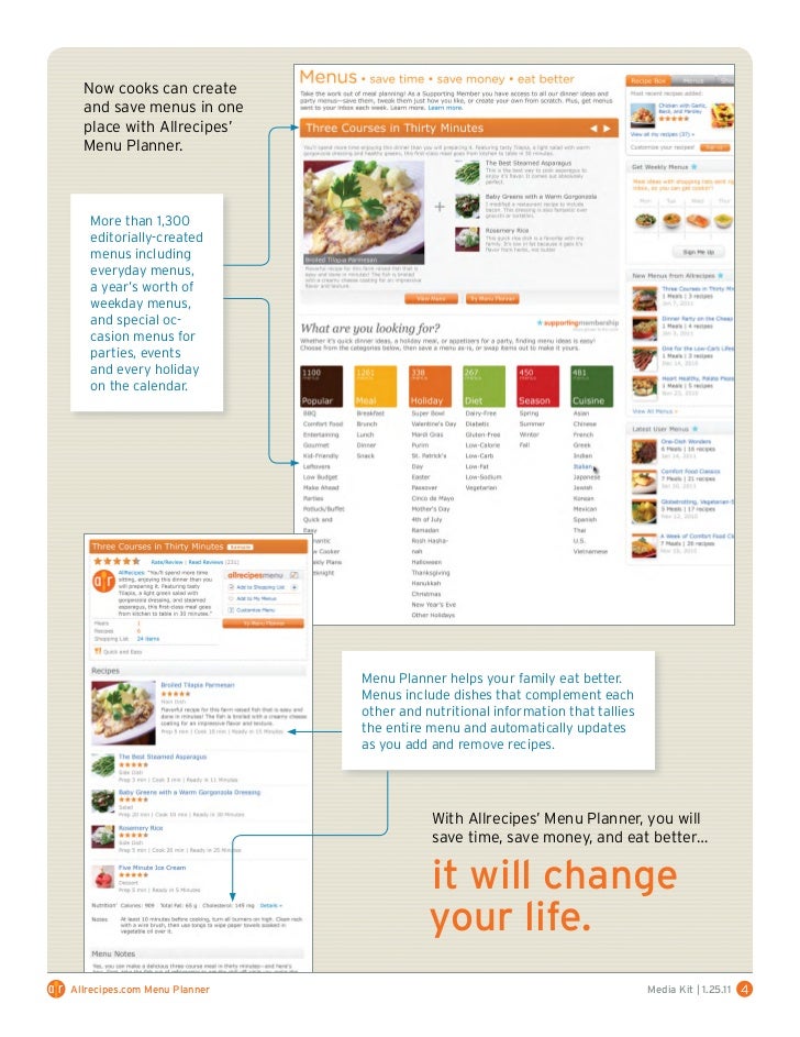 interactive menu planner