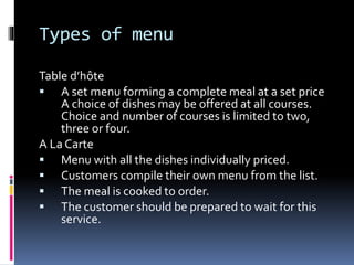 Menu planning | PPTX