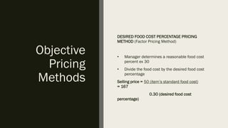 Menu Costing Objectives Examples Menu Planning & Menu Engineering PPT.pdf