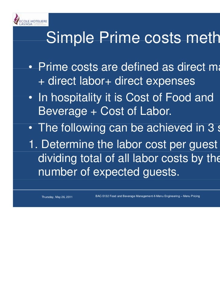 Menu pricing