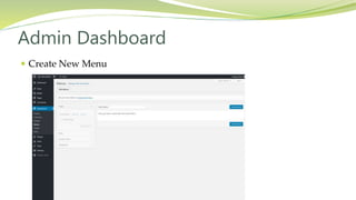 Admin Dashboard
 Create New Menu
 
