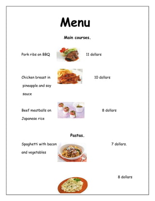Menus De Ingles