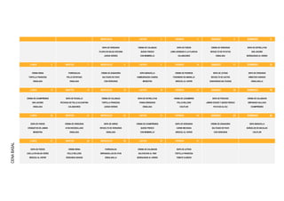 MIERCOLES                  1      JUEVES               2        VIERNES              3        SABADO                4    DOMINGO               5


                                                                           SOPA DE VERDURAS               CREMA DE CALABAZA               SOPA DE FIDEOS               CREMA DE VERDURAS          SOPA DE ESTRELLITAS

                                                                        TILAPIA EN SALSA VIZCAINA           QUESO FRESCO             LOMO ADOBADO A LA PLANCHA        REVUELTO DE PATATAS             SAN JACOBO

                                                                             JUDIAS VERDES                  CON MEMBRILLO                  CALABACINES                      ENSALADA              BERENJENAS AL HORNO



                LUNES                6         MARTES               7    MIERCOLES                  8      JUEVES               9        VIERNES              10       SABADO                11   DOMINGO               12


                 CREMA REINA                     PURRUSALDA               CREMA DE ZANAHORIA                SOPA MARAVILLA               CREMA DE PUERROS                SOPA DE LETRAS            SOPA DE VERDURAS

              TORTILLA FRANCESA                 POLLO ESTOFADO             SALTEADO DE PAVO              HAMBURGUESA CASERA            FOGONERO EN AMARILLO            REVUELTO DE AJETES          EMBUTIDO VARIADO

                   ENSALADA                        ENSALADA                  CON VERDURAS                     MENESTRA                   BROCOLI AL VAPOR             ZANAHORIAS SALTEADAS            ENSALADILLA



                LUNES                13        MARTES              14    MIERCOLES                  15     JUEVES               16       VIERNES              17       SABADO                18   DOMINGO               19


             CREMA DE CHAMPIÑONES              SOPA DE PICADILLO          CREMA DE CALABAZA               SOPA DE ESTRELLITAS           CREMA DE LEGUMBRES              SOPA DE PESCADO           CREMA DE CALABACIN

                  SAN JACOBO              PECHUGA DE POLLO ALICANTINA      TORTILLA FRANCESA               PANGA REBOZADO                 POLLO RELLENO            JAMON COCIDO Y QUESO FRESCO     EMPANADA GALLEGA

                   ENSALADA                      CALABACINES                 JUDIAS VERDES                    ENSALADA                       COLIFLOR                    PATATAS ALI-OLI             CHAMPIÑONES



                LUNES                20        MARTES              21    MIERCOLES                  22     JUEVES               23       VIERNES              24       SABADO                25   DOMINGO               26


                SOPA DE FIDEOS                CREMA DE VERDURAS              SOPA DE ARROZ               CREMA DE CHAMPIÑONES            SOPA DE VERDURAS              CREMA DE ZANAHORIA           SOPA MARAVILLA

             CROQUETAS DE JAMON               ATUN ENCEBOLLADO           REVUELTO DE VERDURAS               QUESO FRESCO                  CARNE MECHADA                 SALTEADO DE PAVO          BUÑUELOS DE BACALAO

                   MENESTRA                        ENSALADA                    ENSALADA                     CON MEMBRILLO                BROCOLI AL VAPOR                 CON VERDURAS                 COLIFLOR



                LUNES                27        MARTES              28    MIERCOLES                  29     JUEVES               30       VIERNES              31
CENA BASAL




                SOPA DE FIDEOS                   CREMA REINA                  PURRUSALDA                  CREMA DE CALABACIN              SOPA DE LETRAS

             CAELLA EN SALSA VERDE              POLLO RELLENO            EMPANADILLAS DE ATUN             SALCHICHAS AL VINO             TORTILLA FRANCESA

               BROCOLI AL VAPOR                VERDURAS ASADAS                ENSALADILLA                BERENJENAS AL HORNO              TOMATE ALIÑADO
 