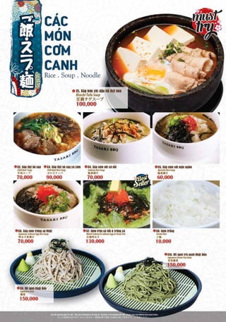 MENU TASAKI - TPHCM | PDF