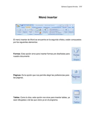 Menú word Génesis caporal arriola | DOCX
