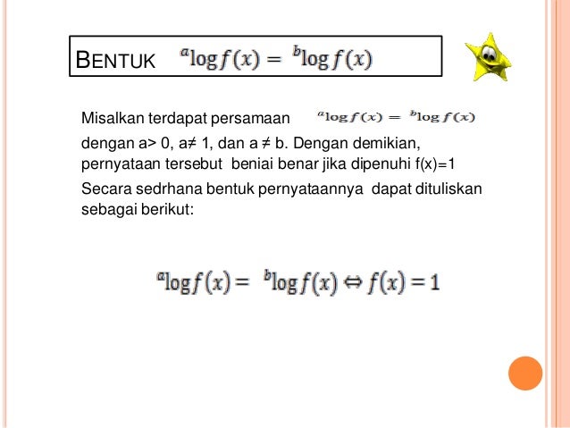 Menyelesaikan persamaan logaritma