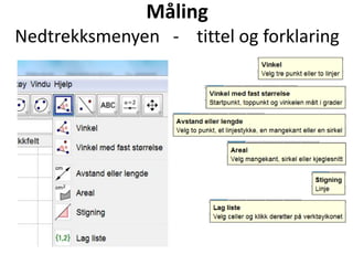 Måling
Nedtrekksmenyen - tittel og forklaring
 