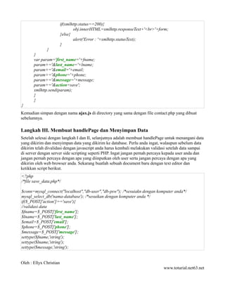 Menyimpan Data Ke Database Dengan Ajax Dan PHP | PDF