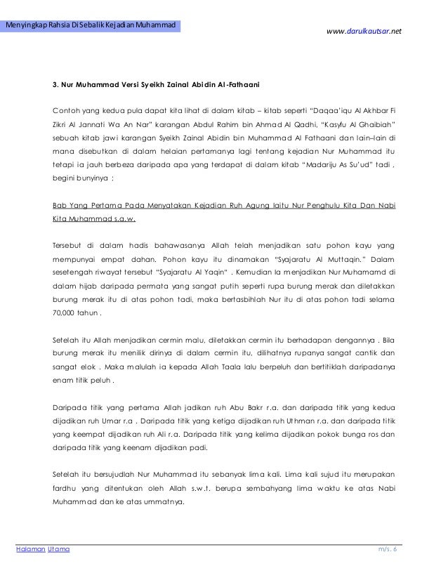 Menyingkap Rahsia Disebalik Kejadian Nur Muhammad