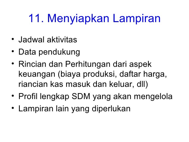 Menyusun proposal usaha 2011 tanpa gambar